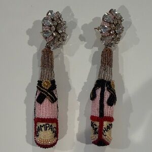 Mignonne Gavigan Pink Beaded Champagne Bottle Earrings